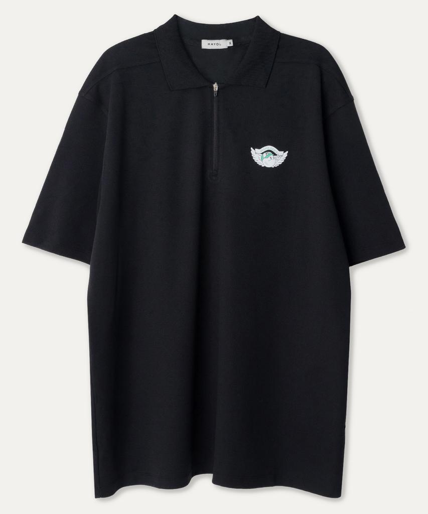 MAYOL Half-Zip Short-Sleeve Polo Shirt_Black