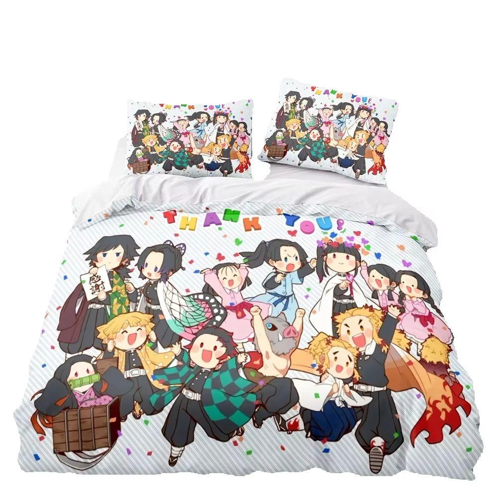 3D Hot sale anime Demon Slayer duvet cover and pillowcase kids' double bed bedding set home bedroom decor gift for boys Girl