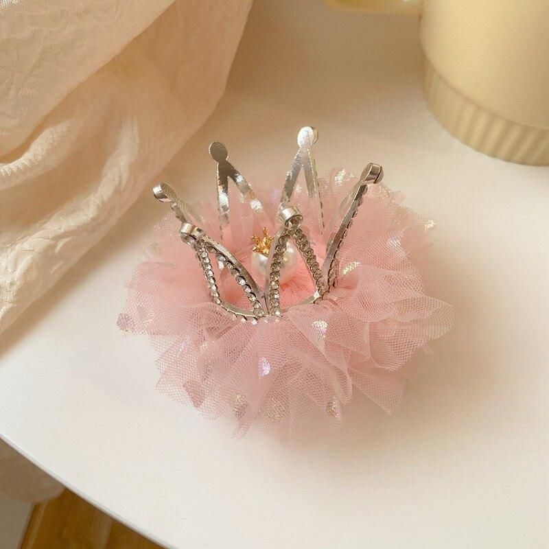 Princess Children Girl Hairpin Vintage 3D Crown Mesh Hair Clip for Kid Girl Birthday Party Decroative Hair Clip Gift