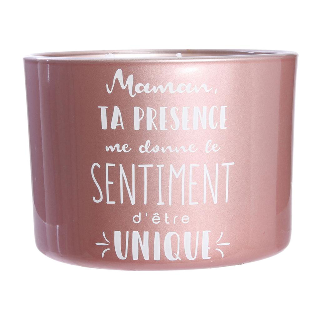 Les Trésors De Lily [A1666] - Ароматическая свеча стеклянная розовая 'Маман' (Ваше присутствие заставляет меня чувствовать себя уникальным) 3 фитиля - 11x8 см (летние цветы)