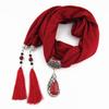 Fashion Elegant Women Long Scarf Retro National Style Tassel Pendant Scarf Christmas Gifts Solid Color