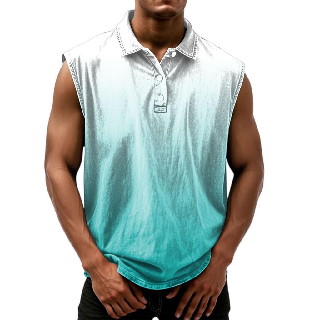 Мужская состаренная рубашка без рукавов с градиентным принтом