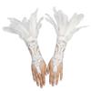1PC Embroidery Feather Long Gloves White Black Female Mittens Wedding Gloves Party Wear