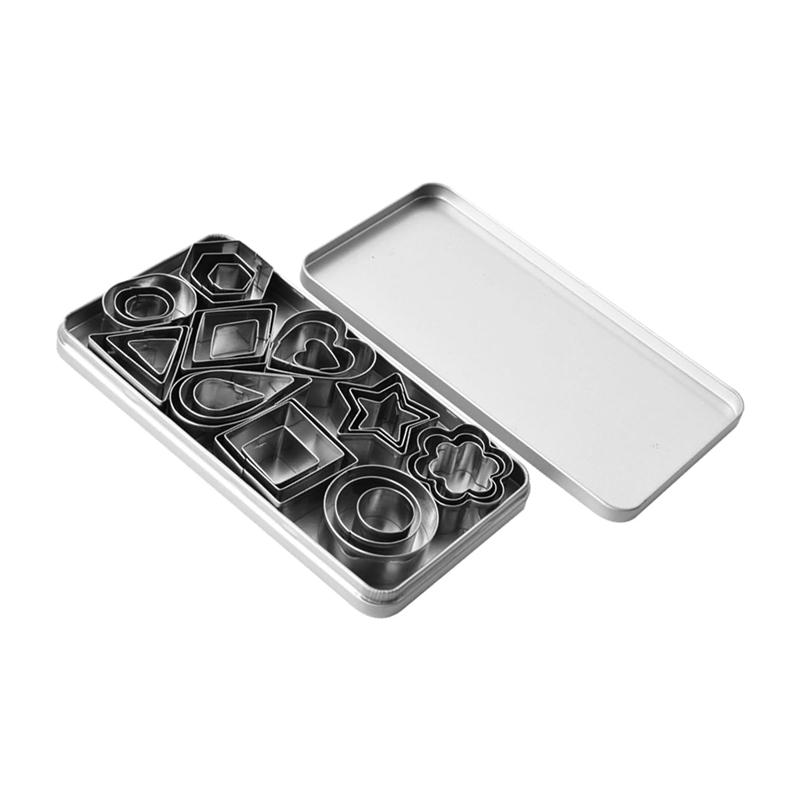 30Pcs Stainless Steel Cookie Mold Mini Cookie Cutters Set Heart Star Flower Geometric Shape Cookie Cutters Cake Mold Baking Tool