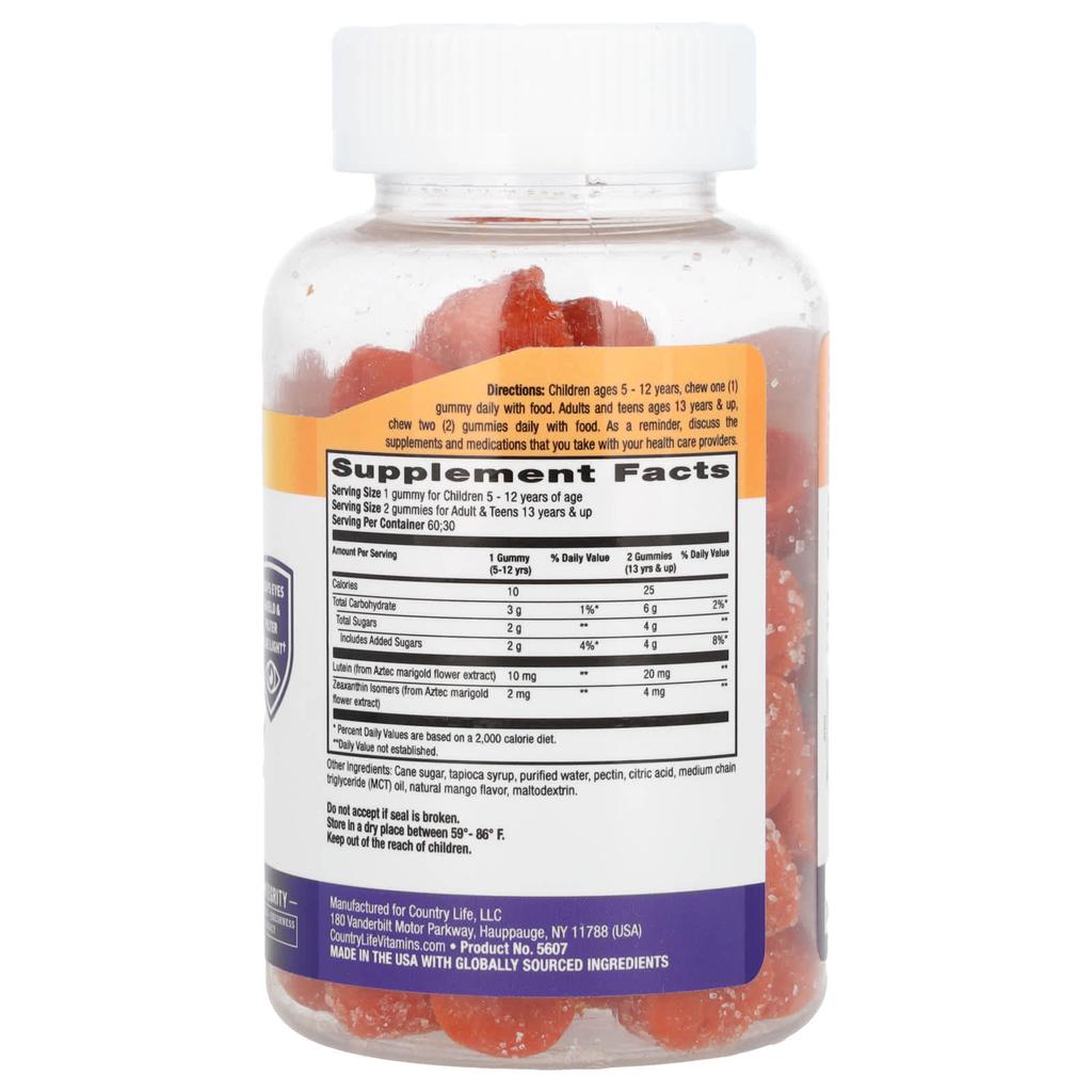 Lutein & Zeaxanthin Gummies, Natural Mango, 60 Gummies