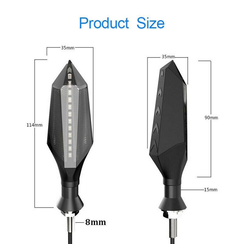 8Mm Motorcycle Led Turn Signal Lamp Sequential Flowing Flash Indicator Lights