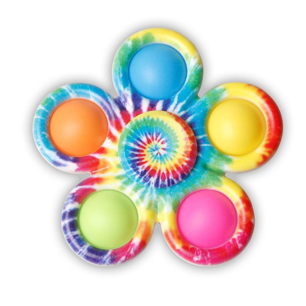 Fidget Spinner Toys Tie Dye Colorful Push Bubble Hand Spinner For ADHD Anxiety Stress Relief Sensory Party Favor For Kids Gifts