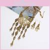 Fashion Hand Bone Women Necklace And Earring Set With Skeleton Tassel Design For Gothic Costumes