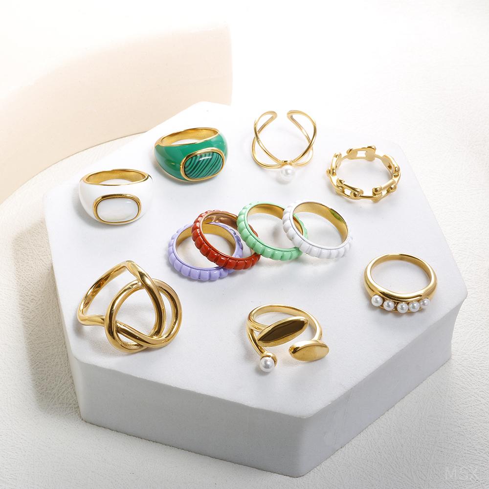 JOVO LOVE Высококачественное простое кольцо для женщин и мужчин из натурального камня павлина, белое перламутровое кольцо с глазурью, ювелирные аксессуары