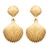[R3934] - Gold Plated 'Coquille Saint Jacques' Earrings - 18x10 Mm