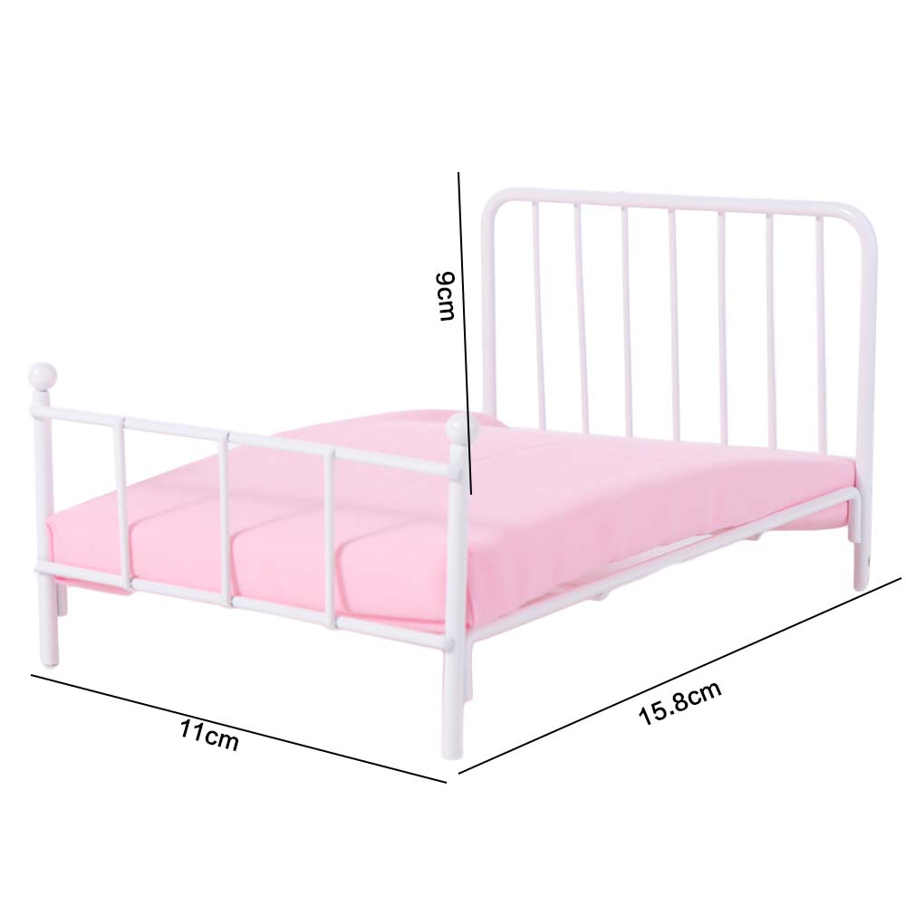 1:12 Scale Dollhouse Bed Bedroom Scene Mini Bed Model Miniature Doll Bed Furniture  Girls Gift