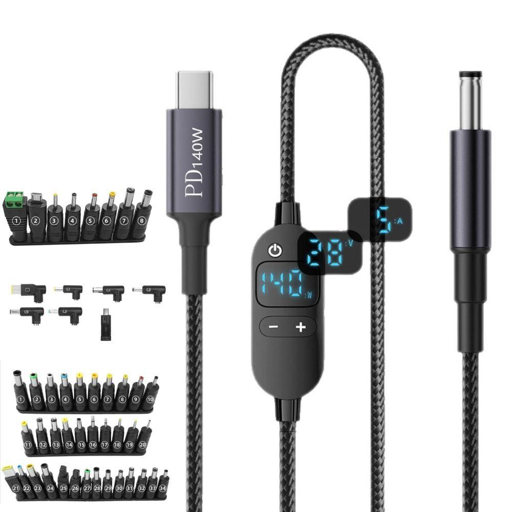 Digital Display Type-C to DC Power Cord 5V/9V/12V/15V/20V Boost Cable  Laptop Camera