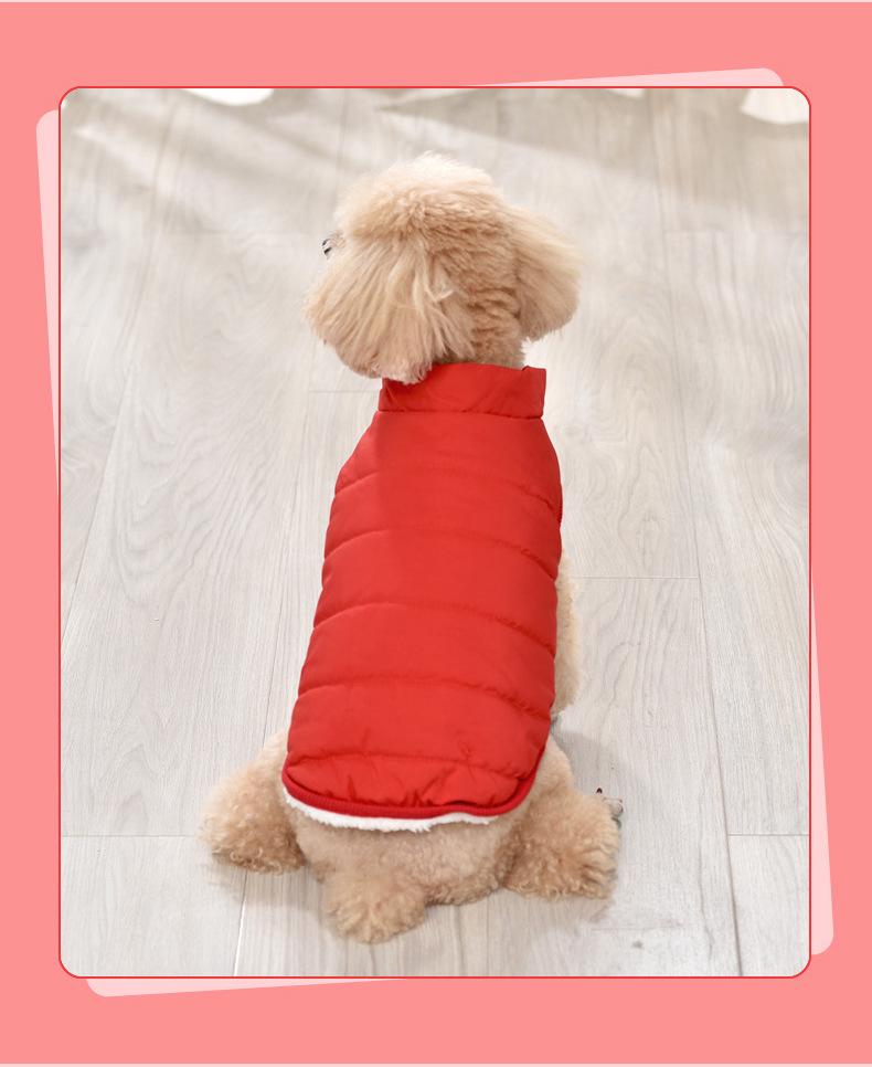 Теплый водонепроницаемый хлопковый жилет для маленьких и средних собак - Меховая подкладка, одежда для питомцев на осень и зиму
