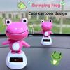 NEW Solar Powered Dancing P-ink Frog Car Dashboard Decoration Shake Head Frog Car Swinging Bobble Head Frog Auto Interior Decor