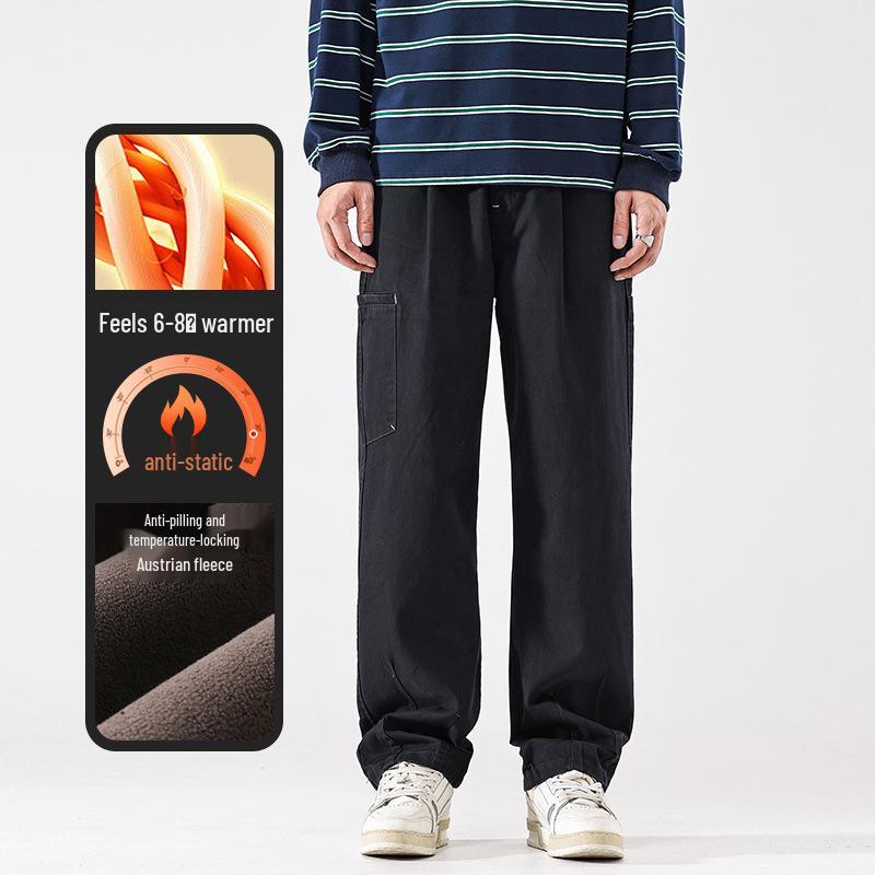 Мужские повседневные рабочие брюки свободного кроя в японском стиле с прямыми штанинами