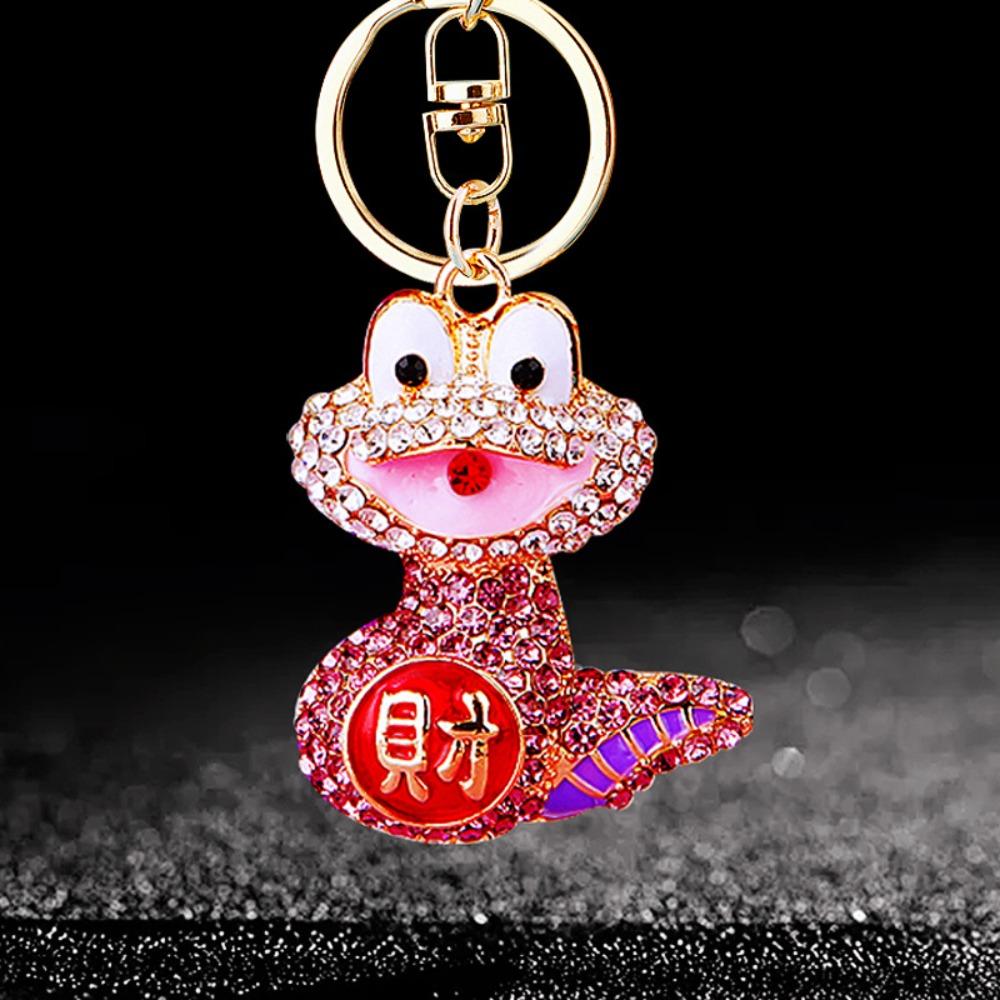 Fortune Rhinestone Snake Keychain Exquisite Women's Bag Pendant Cute Snake Lucky Pendant  Couple