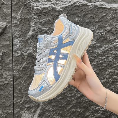 Весна Осень Мягкая Кожа Сетка Женские Спортивные Туфли Повседневные Толстая Подошва Модные Легкие Туфли Увеличивающие Рост