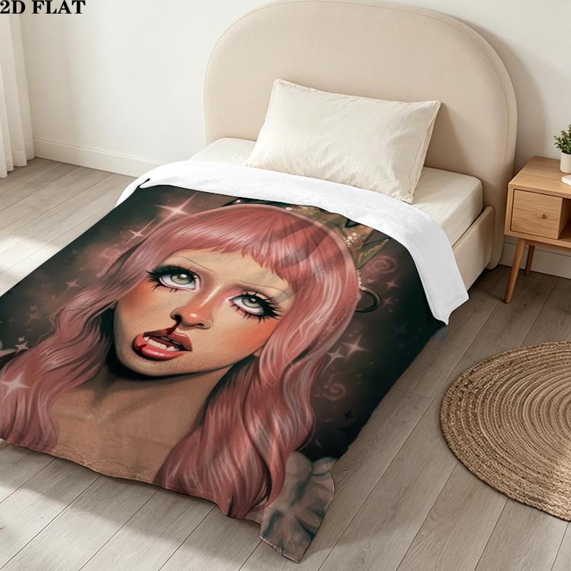 Melanie Martinez Print Flannel Blanket, High quality Comfortable for All Seasons, Home Decor, Warmth and Comfort, Perfect for Christmas Gifts