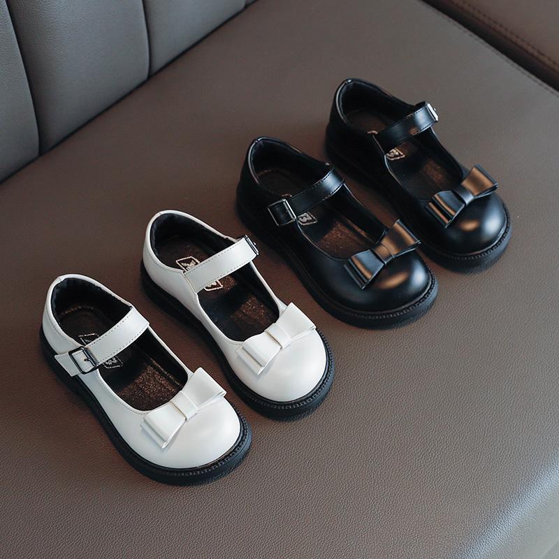 Обувь для девочек из кожи в британском стиле, модные детские оксфорды с бантом, детские официальные кожаные туфли для свадьбы, черного цвета, мягкие