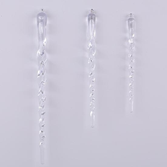 12 Pcs Clear Crystal-like Icicles Pendant Realistic Icicle Hanging Ornament Simulated Spiral Ice Cone for Xmas Tree Winter Ice Snow Theme Wonderland