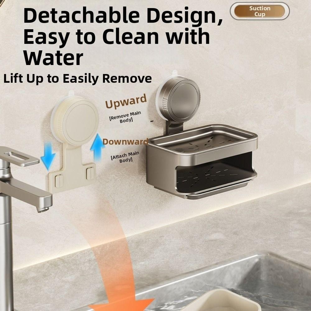 Space Saving Suction Cup Soap Dish Detachable Soap Drain Box Self Draining Soap Holder Household