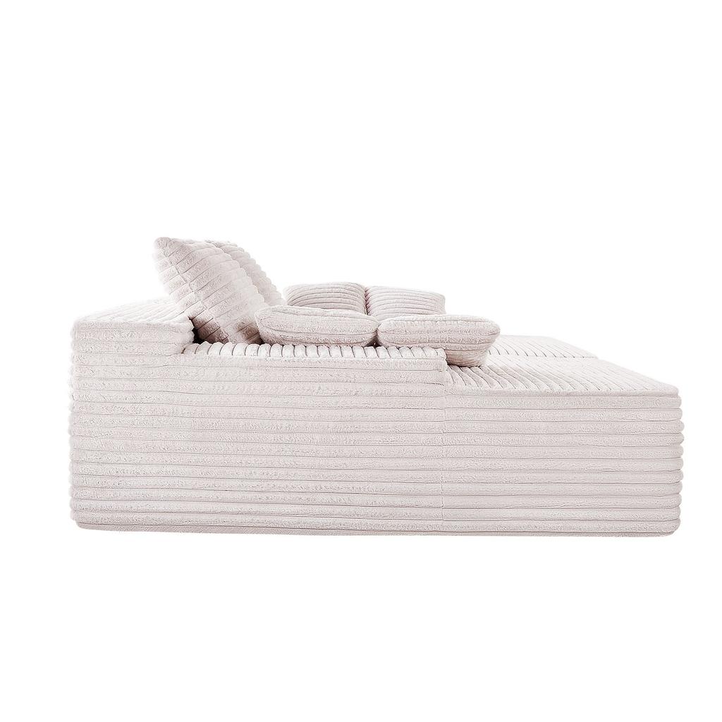 VEVOR 210 cm Oversized Double Chaise Lounge, Corduroy Fabric Sectional Sofa