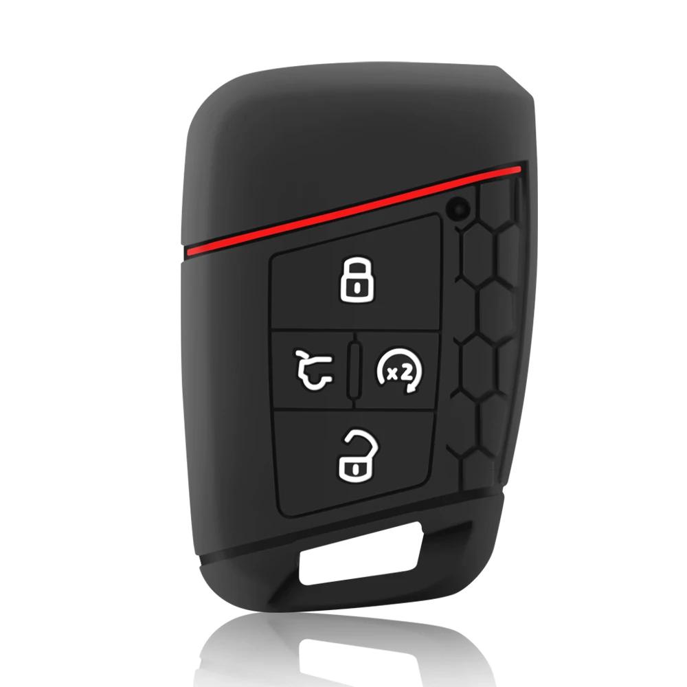 Силиконовый чехол для автомобильного ключа для VW 2018 Atlas Tiguan Golf 7 Magotan 4 кнопки, сменный держатель смарт-ключа без ключа