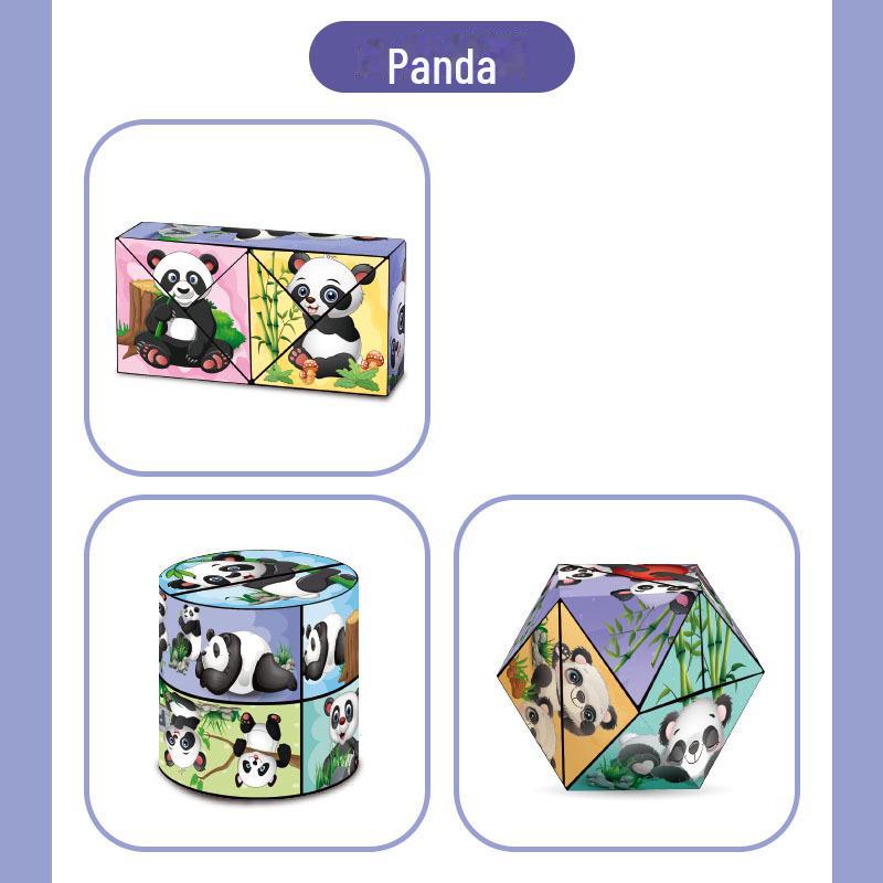 Panda Pattern 3D Magic Cube - Geometric Building Blocks for Creative Play & Learning