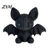 Trendy Desk Toys Collectibles 3D Printed Bat Figurine with Knitted Texture, Cartoon Halloween Decoration, Small Resin Craft Sculptures Cute