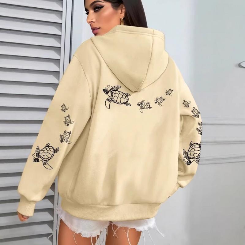 Unisex European Style Sea Turtle Hoodie – Versatile, Funny Sweatshirt for Spring & Autumn