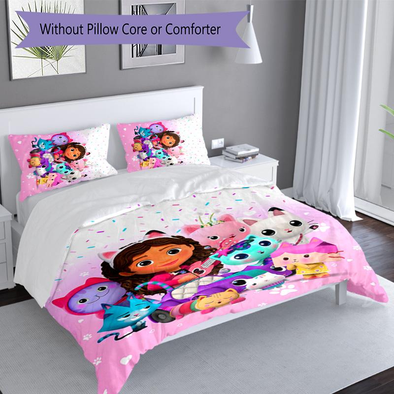 3pcs Gabby's Dollhouse2 pattern bedding set duvet cover set includes duvet cover &pillowcases, perfect all season bedroom decoration & gift