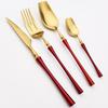 Dinnerware 18/10 Red Gold Stainless Steel Western Tableware Steak Dinner Spoons Set Knife and Fork Set Household Fork Teaspoons
