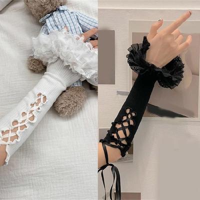 Стильные нарукавники с кружевным дизайном для танцевальных вечеринок и повседневного модного образа. Аксессуары для нарядного образа, нарукавники.