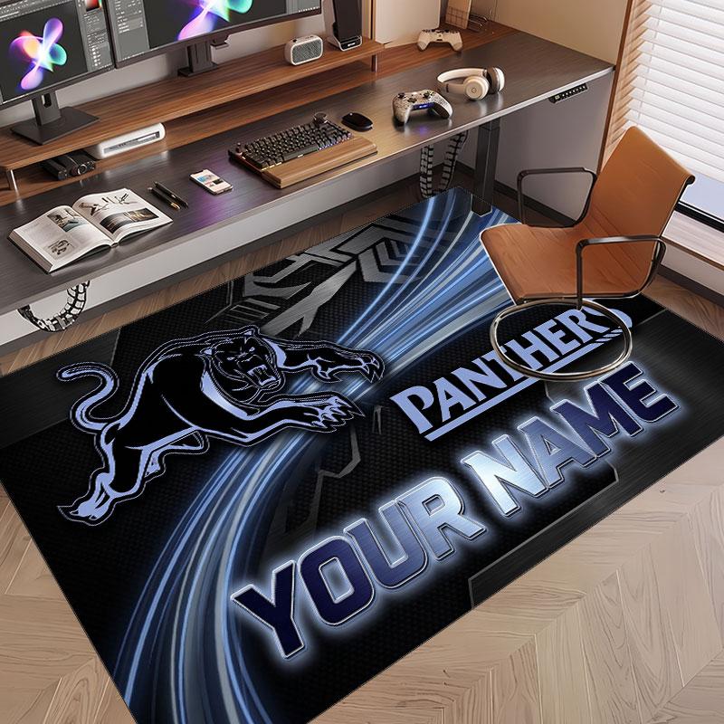 Custom Rug Penrith Panthers Pattern Print Name Text Soft Non‑Slip Floor Carpet for Home Indoor Decoration