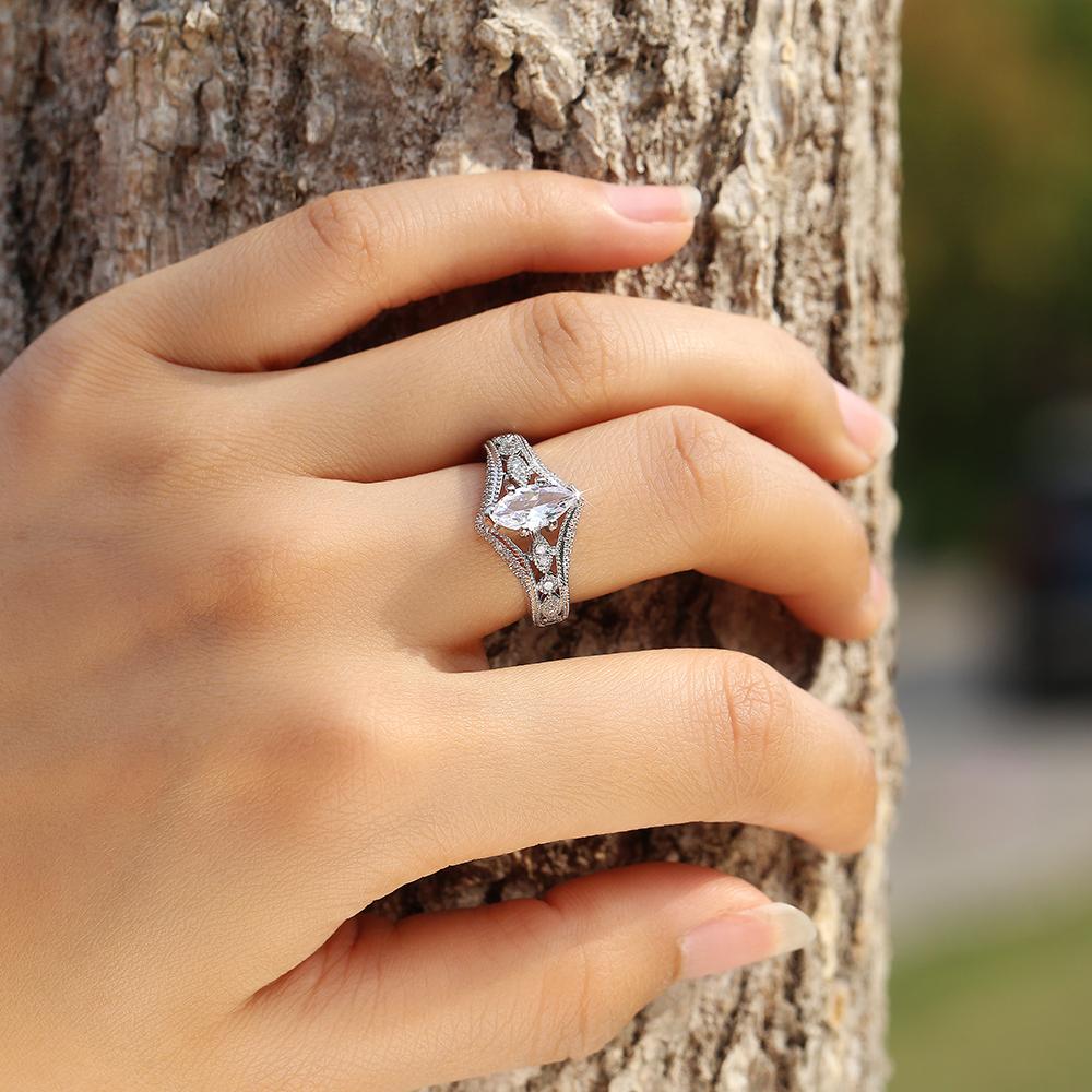 Новый Кристалл Маркиза Циркон Элегантное Женское Свадебное Кольцо Для Помолвки Серебристый Цвет Женский Модный Ювелирный Подарок