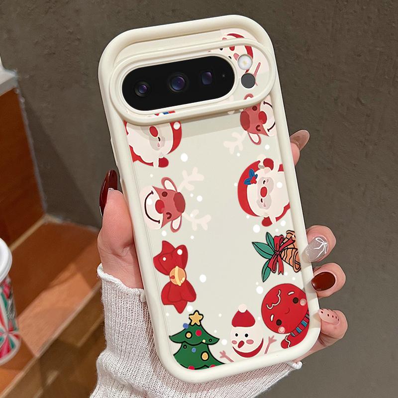 Милый Рождественский Чехол Для Телефона Google Pixel 9 Pro XL 9 8 Pro 8A 7A Ударопрочный Мягкий Силиконовый Защитный Чехол Для Pixel 9 8 7 Pro