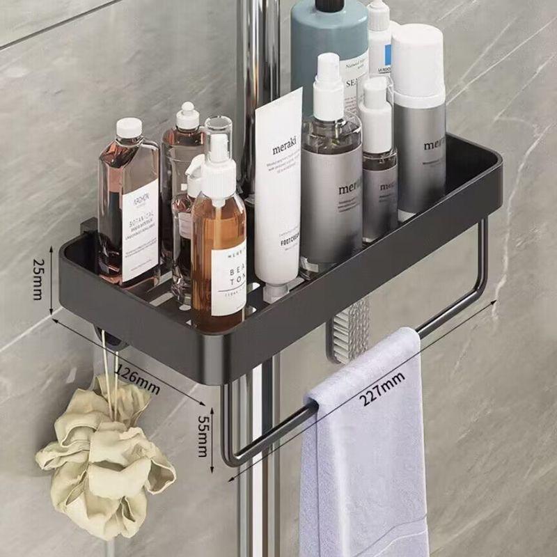 Punch-free Bathroom Shower Rack Single-layer Shower Rack with Rod Grey