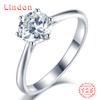Lindon Women Classic 925 Sterling Silver Moissanite Ring Ladies Jewelry Wedding Promise Party Gift
