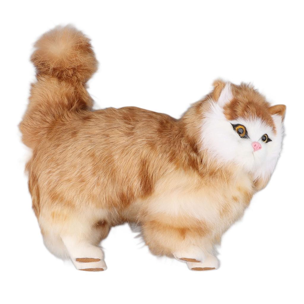 Simulated Cat Plush Toy Realistic Adorable Cat Stuffed Animal Doll Toy Home Decoration Simulated