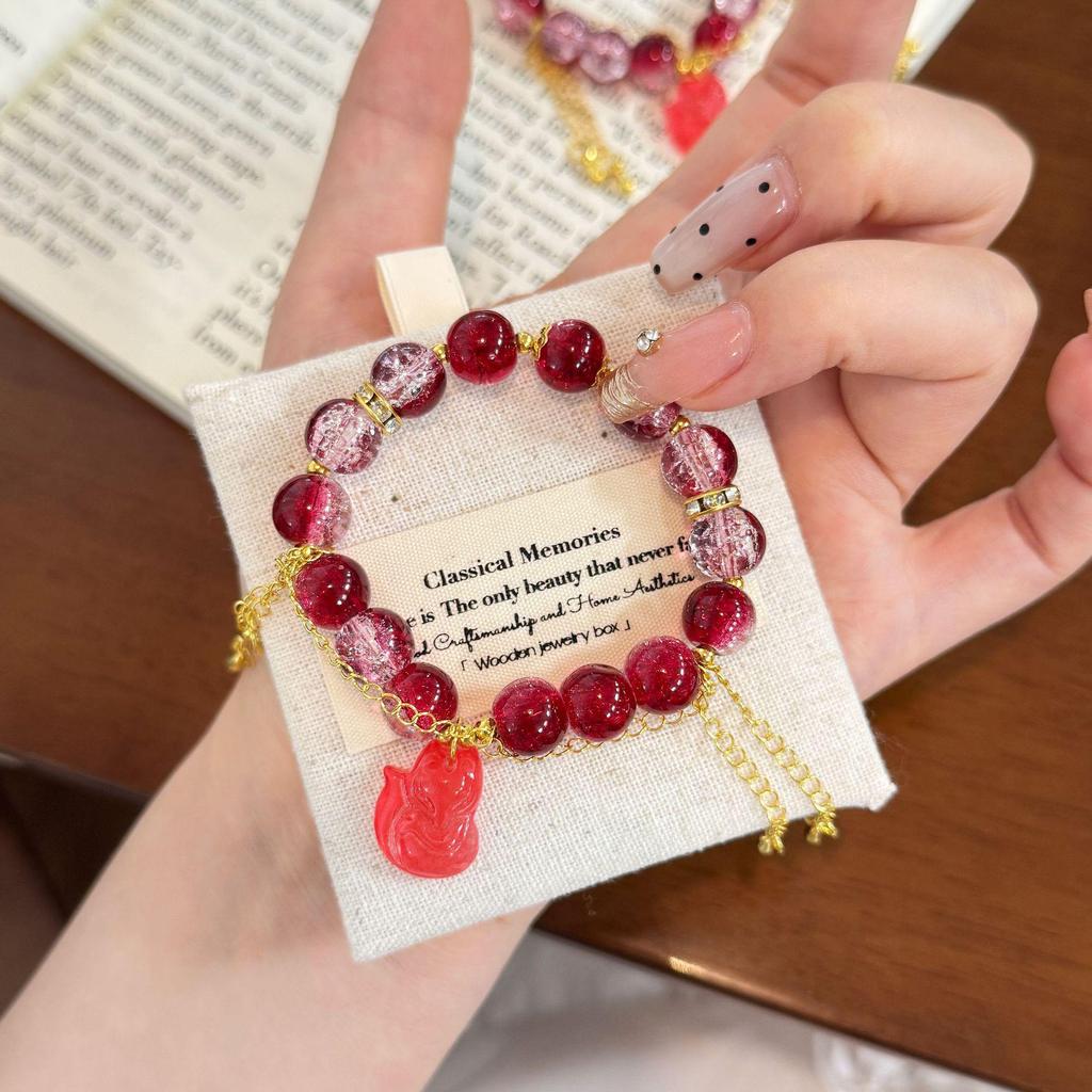 Очаровательный браслет с розовыми кристаллами и цветочным узором - Мечтательный подарок в придворном стиле для девушки