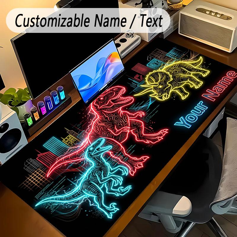 Dinosaur Theme Personalized Mouse Pad Custom Name Text Non Slip Desk Pad For Laptop Office Desktop