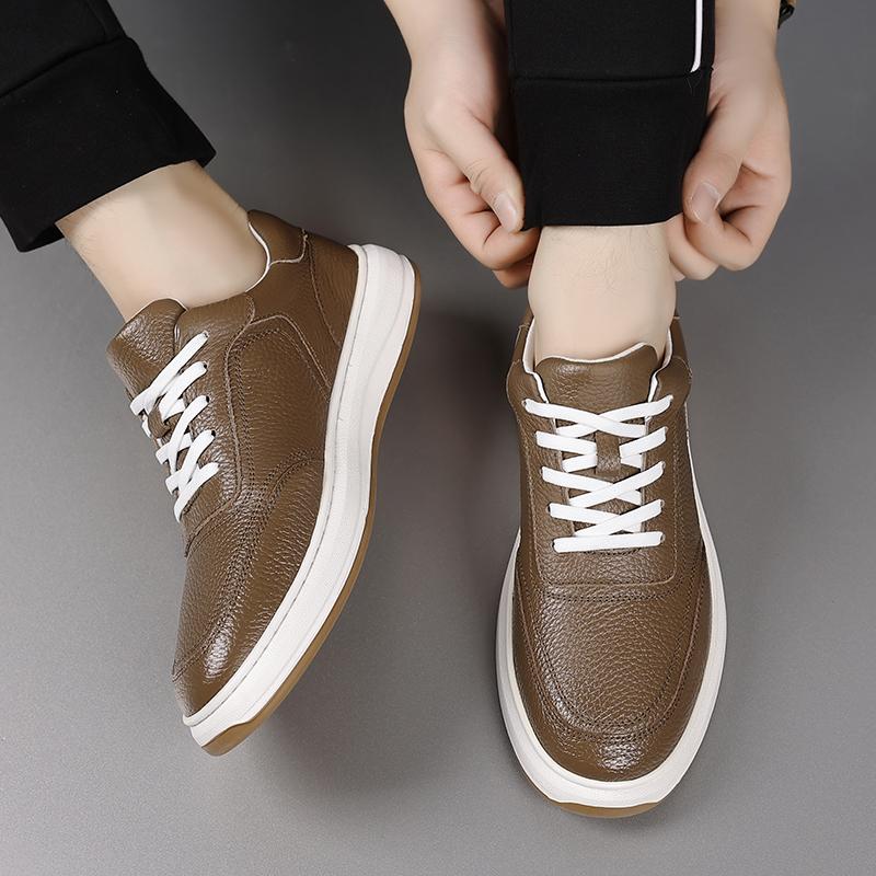 Fashion Genuine Leather Casual Mens Shoes Handmade Lace-up Outdoor Oxford Mens Sneakers High Quality Soft Bottom Skateboard Shoes Mens