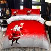 Christmas Polywster Duvet Cover Set King Queen Size Winter Red Santa Claus Gift Merry Christmas For Boys Girls Teens Bedding Set