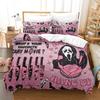Halloween Bedding Set 3PCS Pink Cartoon Skeleton Comfortable Cover 'No You Hang Up' Funny Horror Ghost Design