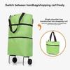 Foldable Roller Shopping Bag with Rotary Wheels Large Capacity Great Load Bearing Straps Waterproof Fabric Smooth Zipper Retractable Trailer