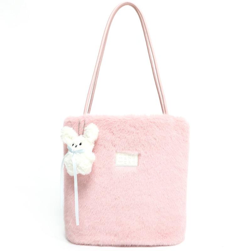 Niche Designer Solid Color Fur Bag Plush Bucket Bag Большая вместительная сумка для подмышек