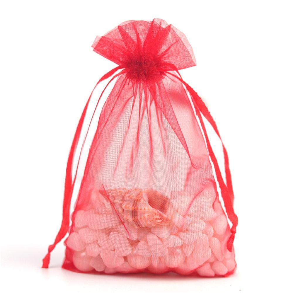 50pcs 9x12cm Colorful Party Candy Box Sheer Organza Jewelry Pouches Gift Bags Packaging