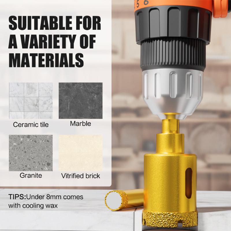 6-35 мм Кольцевые пилы Набор алмазных сверл Треугольный хвостовик для стекла/плитки/гранита Паяный с алмазным покрытием Набор керамических сверл Резка мрамора