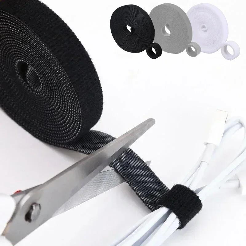 5/10pcs 1M Cable Ties Reusable Adhesive Hook Loop Fasteners Nylon Strap Organizer Packaging DIY Storage Organizing Tool