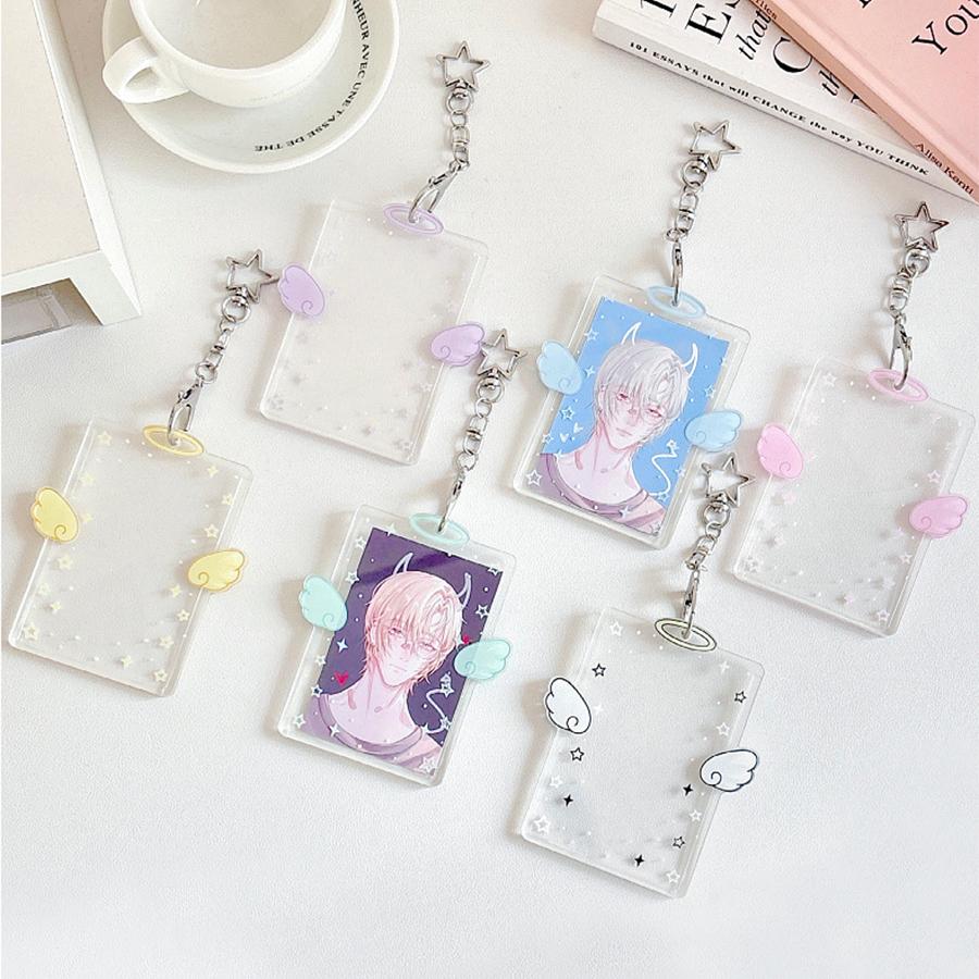 Kpop Card Holder Keychain Sleeve Clear Acrylic Badge ID Holder Idols K-pop Album Binder Photo Frame